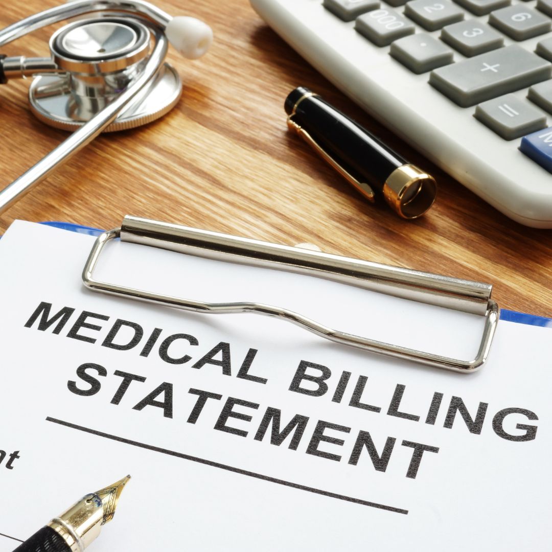 Image showing partial clipboard with medical billing statement.